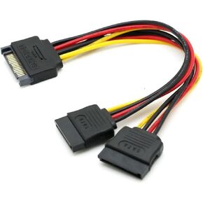 SATA II DISK POWER 15PIN SATA MALE TO 2 15PIN POWER HDD SPLITTER H &*IGH QU> ality y 1 to 2 extension cable 20cm (1pcs) in Kuwait