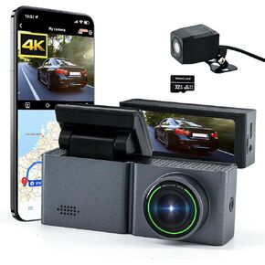 Masdio Dash Cam Front and Rear, 4K+1080P Dual Dash Camera for Cars with WiFi APP, 3.2" LCD, Super Night Vision, 24/7 Parking Mode, G-Sensor, Loop Recording, Included 32GB Card in Saudi Arabia