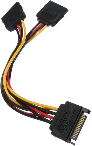 SATA II DISK POWER 15PIN SATA MALE TO 2 15PIN POWER HDD SPLITTER H &*IGH QU> ality y 1 to 2 extension cable 20cm (1pcs) in Kuwait