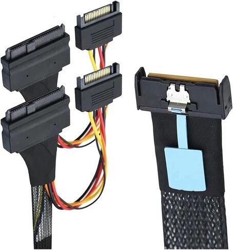 2025 -SLIMLINE S/AS MCIO 8I 74p to SFF 8639 مع سلك بيانات الطاقة الذكي 15p SATA لسلك محول الخادم (كما هو موضح 0.5 متر) in Saudi Arabia