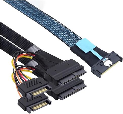 2025 -SLIMLINE S/AS MCIO 8I 74p to SFF 8639 مع سلك بيانات الطاقة الذكي 15p SATA لسلك محول الخادم (كما هو موضح 0.5 متر) in Saudi Arabia