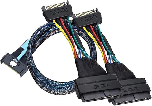 2025 -SLIMLINE S/AS MCIO 8I 74p to SFF 8639 مع سلك بيانات الطاقة الذكي 15p SATA لسلك محول الخادم (كما هو موضح 0.5 متر) in Saudi Arabia