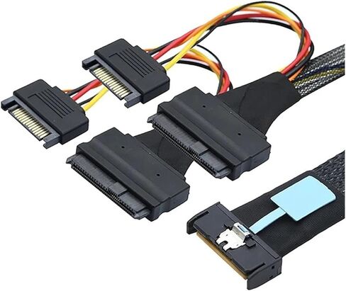 2025 -SLIMLINE S/AS MCIO 8I 74p to SFF 8639 مع سلك بيانات الطاقة الذكي 15p SATA لسلك محول الخادم (كما هو موضح 0.5 متر) in Saudi Arabia
