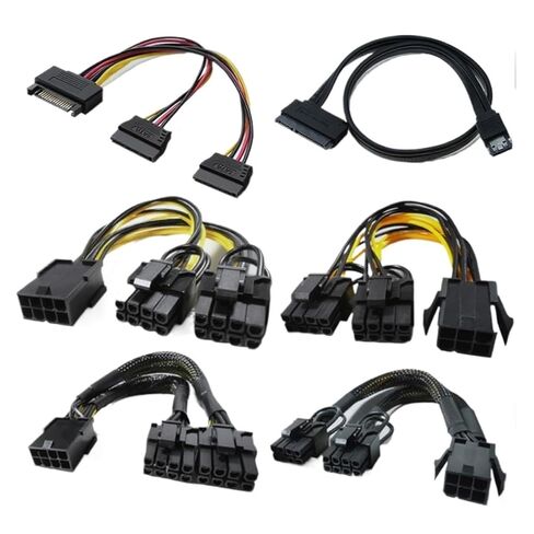 1pc cord cord computer مقبس اللوحة الأم من 6p إلى 8p من الذكور/الإناث 1/2 SATA إمدادات الطاقة y الكابلات sata sata (أسود) in Saudi Arabia