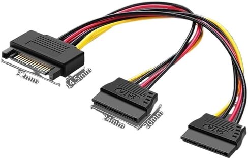 1pc cord cord computer مقبس اللوحة الأم من 6p إلى 8p من الذكور/الإناث 1/2 SATA إمدادات الطاقة y الكابلات sata sata (أسود) in Saudi Arabia