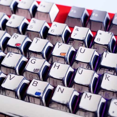 Comic-Themed Mechanical Keyboard with Side-Translucent RGB & PBT Keycaps - Durable Design in Saudi Arabia