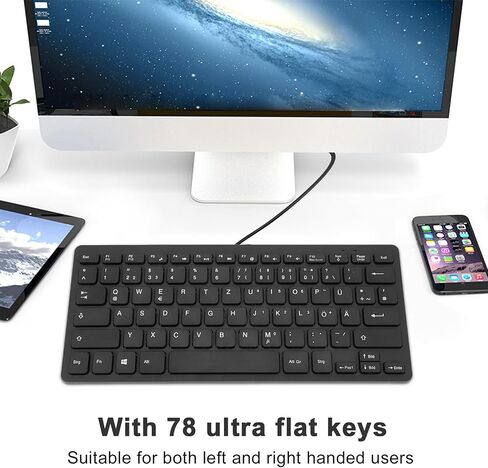 لوحة مفاتيح لغة VBESTLIFE ثنائية اللغة ، 78 لوحة مفاتيح LANGY ULTRA SLIT ، لوحة مفاتيح كمبيوتر سلكية USB 2.0 ، هادئة ومضغوطة (تخطيط الأذرتي الفرنسي) in Saudi Arabia