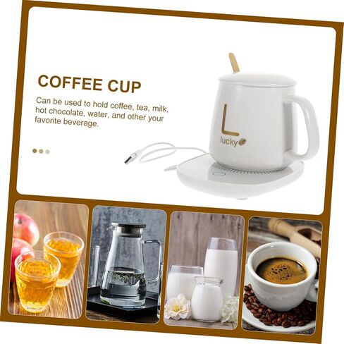 USB Coffee Cup Warmer for Home Ceramic Heating Plate Thermostatic Mug for Milk for Babies and Boys and Girls Electric Beverage Warmer 1 Set in Kuwait