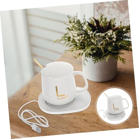 USB Coffee Cup Warmer for Home Ceramic Heating Plate Thermostatic Mug for Milk for Babies and Boys and Girls Electric Beverage Warmer 1 Set in Kuwait