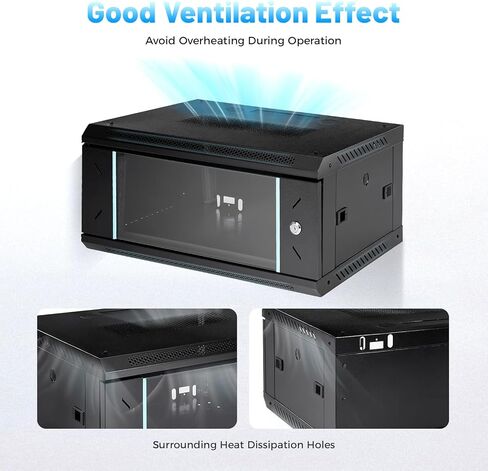 Wall Mount Server Cabinet, Network Server Data Cabinet Rack with Glass Locking Door, 4U Server Organizer for IT Equipment, A/V Devices, 23.62 * 17.72 * 9.45in in Kuwait