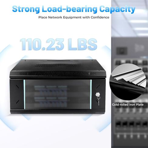 Wall Mount Server Cabinet, Network Server Data Cabinet Rack with Glass Locking Door, 4U Server Organizer for IT Equipment, A/V Devices, 23.62 * 17.72 * 9.45in in Kuwait