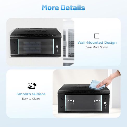 Wall Mount Server Cabinet, Network Server Data Cabinet Rack with Glass Locking Door, 4U Server Organizer for IT Equipment, A/V Devices, 23.62 * 17.72 * 9.45in in Kuwait