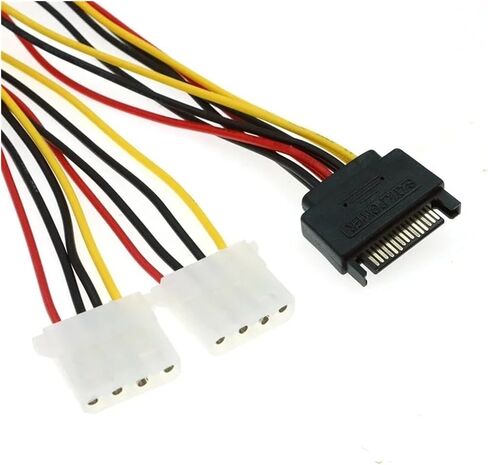 Power Extension Cord SATA 15pin Male to IDE Big 4pin Female Cord Adapter for HDD Hard Drive 0.2m in Saudi Arabia