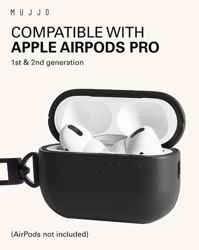 Mujjo Echelon Leather Case for AirPods Pro (3rd Gen) - Wireless Charging Compatible - Durable & Luxurious Design - Secure Fit - Premium Leather - Black in Saudi Arabia