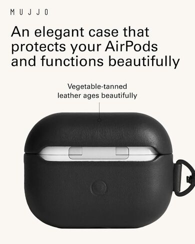 Mujjo Echelon Leather Case for AirPods Pro (3rd Gen) - Wireless Charging Compatible - Durable & Luxurious Design - Secure Fit - Premium Leather - Black in Saudi Arabia