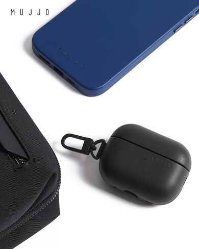 Mujjo Echelon Leather Case for AirPods Pro (3rd Gen) - Wireless Charging Compatible - Durable & Luxurious Design - Secure Fit - Premium Leather - Black in Saudi Arabia