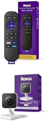 حزمة Roku صوت عن بعد | استبدال عن بُعد متوافق مع Roku TV و Roku Players و Roku Audio + Roku كاميرا داخلية جديدة 2024 - Home Security - 1 pack - Camera Security مع 1080 بكسل HD in Kuwait