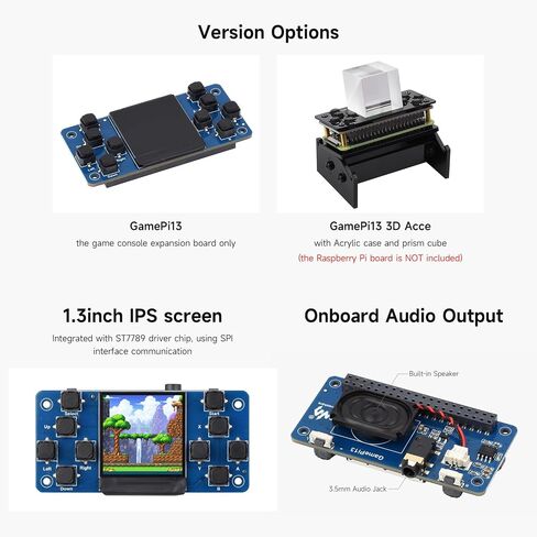Waveshare 1.3inch LCD Game Console ، متوافقة مع Raspberry PI ، دقة 240x240 ، رقاقة سائق ST7789 المتكاملة ، SPI Communication ، لوحة فقط in Saudi Arabia