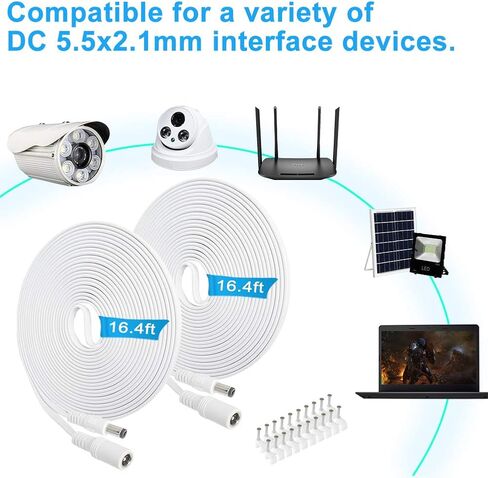 سلك تمديد طاقة تيار مستمر 20 قدم 2.1 ملم × 5.5 ملم 12 فولت، محول امداد طاقة تيار مستمر CCTV كاميرا مراقبة داخلية IP شريط LED مستقل للسيارة، كيبل قابس ذكر الى انثى 12 فولت in Kuwait