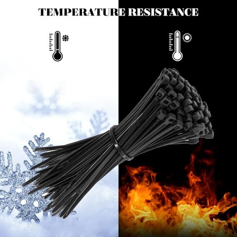 BOUYA Nylon Zip Ties 8" (Pack of 80), 50lb Strength Heavy Duty Industrial Cable Wire Ties,Heavy Duty Industrial - Black in Saudi Arabia