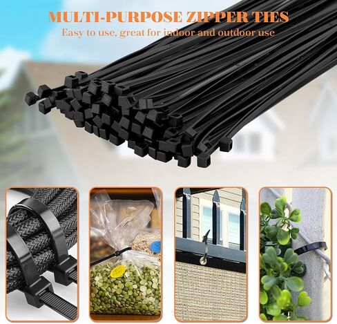 BOUYA Nylon Zip Ties 8" (Pack of 80), 50lb Strength Heavy Duty Industrial Cable Wire Ties,Heavy Duty Industrial - Black in Saudi Arabia