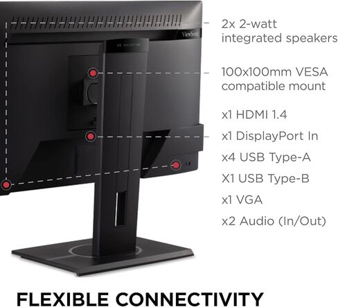 ViewSonic VG2240 22 Inch 1080p Ergonomic Monitor with Integrate USB Hub, HDMI, DisplayPort, VGA Inputs for Home and Office(Renewed) in Saudi Arabia