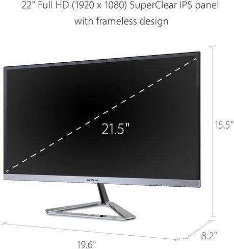 ViewSonic VX2276-SMHD 22in IPS 1080p Frameless LED Monitor HDMI, DisplayPort (Renewed) in Saudi Arabia