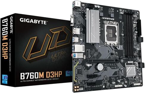 GIGABYTE B760M D3HP اللوحة الأم - الجيل الرابع عشر معالجات Intel Core ، 4+1+1 مرحلة VRM ، حتى 5600 ميجا هرتز DDR5 ، 2XPCIE 4.0 M.2 ، GBE LAN ، USB 3.2 GEN 1 in Saudi Arabia
