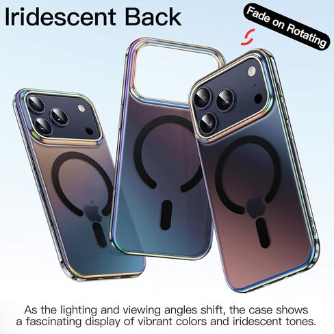 Jetech Iridescent Case لـ iPhone 17 Pro 6.3 بوصة متوافقة مع Magsafe ، والتصميم الفريد والجمالي اللطيف ، والغطاء الهاتفي الظهر الفلورسنت الملون الخلفي (أسود قزحيات) in Kuwait