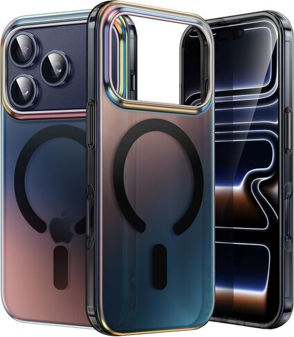 Jetech Iridescent Case لـ iPhone 17 Pro 6.3 بوصة متوافقة مع Magsafe ، والتصميم الفريد والجمالي اللطيف ، والغطاء الهاتفي الظهر الفلورسنت الملون الخلفي (أسود قزحيات) in Kuwait