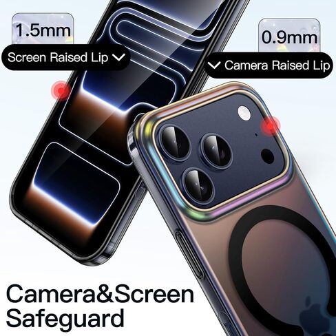 Jetech Iridescent Case لـ iPhone 17 Pro 6.3 بوصة متوافقة مع Magsafe ، والتصميم الفريد والجمالي اللطيف ، والغطاء الهاتفي الظهر الفلورسنت الملون الخلفي (أسود قزحيات) in Kuwait