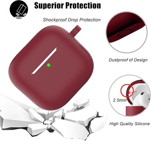 Protective Case Cover for Airpods 4 with Cute Cherry Charm Heart Keychain,Soft Silicone Airpod 4 Daisy Key Chains for Apple Airpods 4th Generation Case for Women Men Burgundy in Saudi Arabia