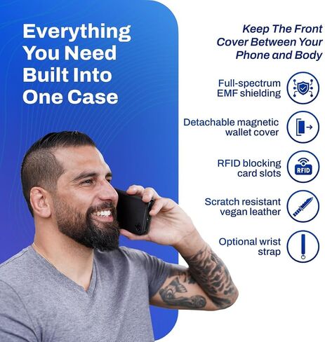 Defendershield EMF Protection & 5G anti IPhone 13 Case - RFID Forting EMF Shield Wallet Wallet مع الإغلاق المغناطيسي (أسود) in Kuwait