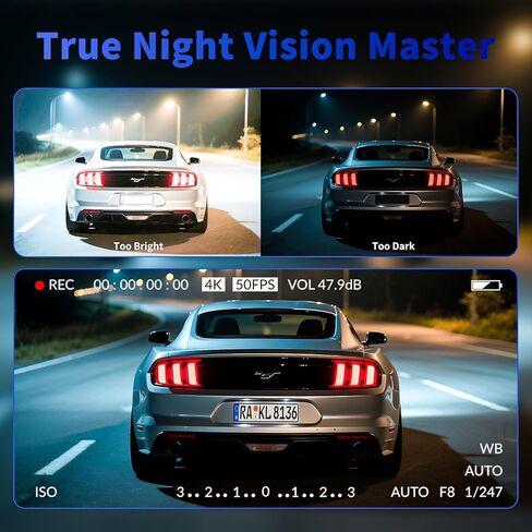 Masdio Dash Cam الأمامي والخلفي ، 4K+1080p كاميرا DASH مزدوجة للسيارات مع تطبيق WIFI ، 3.2 "LCD ، الرؤية الليلية الفائقة ، وضع وقوف السيارات على مدار الساعة طوال أيام الأسبوع ، G-SESOR ، تسجيل حلقة ، بطاقة 32 جيجابايت in Saudi Arabia