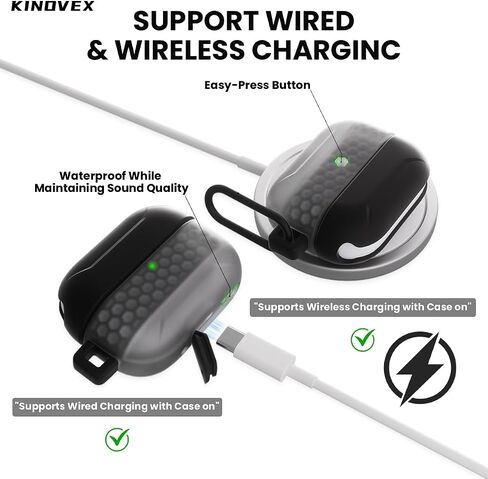 حالة مقاومة للماء لـ AirPods Pro و Airpods Pro 2 Wireless و USB-C شحنها ، وتصميم قطعة واحدة ، وحماية عالية من الإسقاط مع Carabiner (Orange+White) in Saudi Arabia