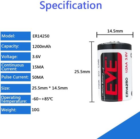 50 حزمة ER14250 1/2AA 3.6V بطارية الليثيوم 1200 مللي أمبير في كل من أطواق الكلاب ، ومراقبة حركة الطفل وأكثر من ذلك (غير قابلة للتشغيل) in Kuwait