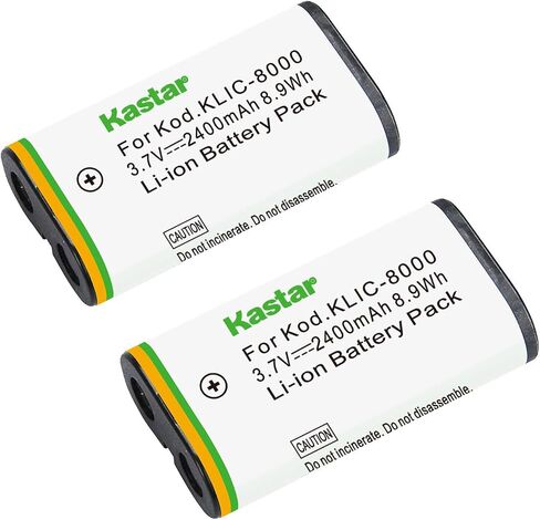 Kastar Li-Ion Battery 2 Packs Packs Packs لـ Kodak Klic-8000 K8000 و Kodak Z612 ، Z712 IS ، Z812 IS ، Z1012 IS ، Z1015 IS ، Z1085 IS ، Z1485 IS ، Z8612 IS CAMERAME in Saudi Arabia