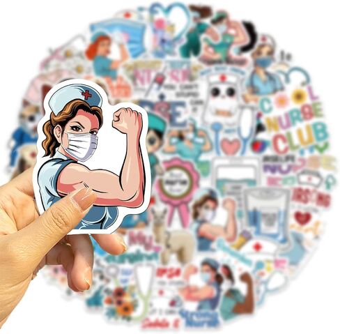 50 PCS ممرضة ملصقات ممرضة يوم الشارات يوم التمريض لطيف الملصقات ممرضة الملحقات الطبية لعمل عمل ممرضة الأسبوع هدايا أجهزة الكمبيوتر المحمولة زجاجات مخططات مخطط الأمتعة in Kuwait