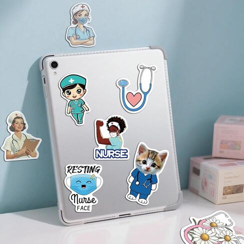 50 PCS ممرضة ملصقات ممرضة يوم الشارات يوم التمريض لطيف الملصقات ممرضة الملحقات الطبية لعمل عمل ممرضة الأسبوع هدايا أجهزة الكمبيوتر المحمولة زجاجات مخططات مخطط الأمتعة in Kuwait