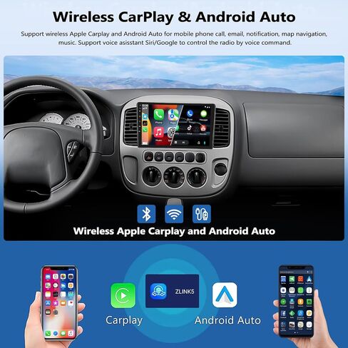 2+64G سيارة راديو ستيريو للسيارة لفورد Escape/Mazda Tribute 2001-2005 مع Carplay Android Auto ، 9 "شاشة تعمل باللمس Android 13 مع GPS Navigation Bluetooth WiFi Camera Camera in Saudi Arabia