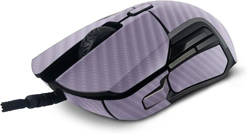 MightySkins Carbon Fiber Skin Compatible with SteelSeries Rival 5 Gaming Mouse - Solid Lavender | Protective, Durable Textured Carbon Fiber Finish | Easy to Apply and Change Styles | Made in The USA in Saudi Arabia