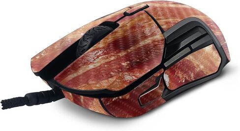 MightySkins Carbon Fiber Skin Compatible with SteelSeries Rival 5 Gaming Mouse - Crispy Bacon | Protective, Durable Textured Carbon Fiber Finish | Easy to Apply and Change Styles | Made in The USA in Saudi Arabia