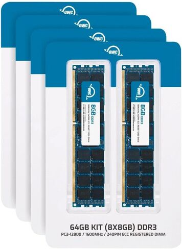 OWC 64GB (4x16GB) DDR3L 1600 PC3L-12800 CL11 2RX4 240-PIN 1.35V ECC مسجلة RDIMM MEMORY MODULE MODULE MODULE MODULE لمحطات العمل أو الخوادم المحددة in Saudi Arabia