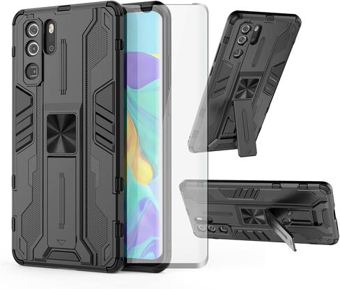Asuwish Phone Case for Huawei P30 Pro with Tempered Glass Screen Protector Cover and Slim Stand Hybrid Rugged Magnetic Back Film Cell Mobile Accessories Hawaii P30Pro P 30 Pro30 Women Men Black in Kuwait