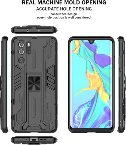 Asuwish Phone Case for Huawei P30 Pro with Tempered Glass Screen Protector Cover and Slim Stand Hybrid Rugged Magnetic Back Film Cell Mobile Accessories Hawaii P30Pro P 30 Pro30 Women Men Black in Kuwait