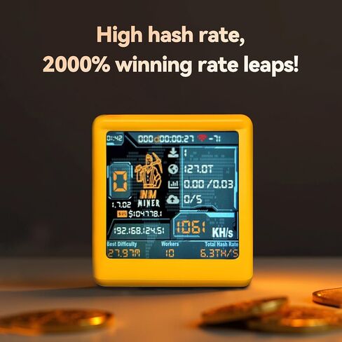 Heltec NM -TV 154 - ESP32 TFT Bitcoin Solo Lottery Miner 1.54 بوصة هدية ذكية سطح المكتب الصغيرة على مدار الساعة 1060 كيلو شيرت/ثانية ، و 2000 ٪ دفعة فوز ، واي فاي/بلي ، لا يوجد أي جهاز كمبيوتر مطلوب in Kuwait