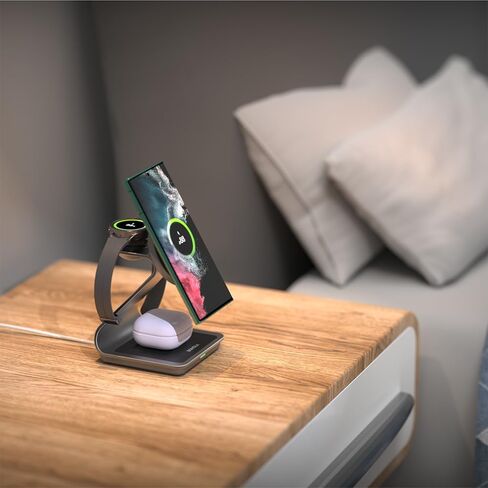 الشاحن اللاسلكي لشركة Samsung: Magnetic 3 in 1 محطة شحن لاسلكية لـ Samsung S25 S24 Ultra S23 S22 S21 ، Dock Charger Aluminium Alboy Stark for Galaxy Watch Ultra/7/6/5/4 ، Buds 2/2 Pro in Saudi Arabia