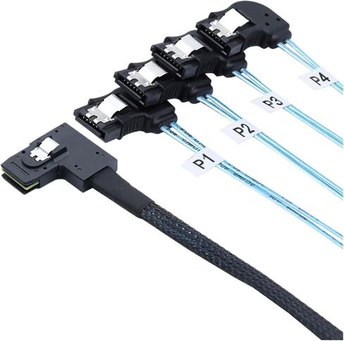 1.0m داخلي M1NI S/A/S HD SFF-8087 الزاوية اليسرى إلى 4 SATA 7P كابل خادم الزاوية اليسرى in Saudi Arabia