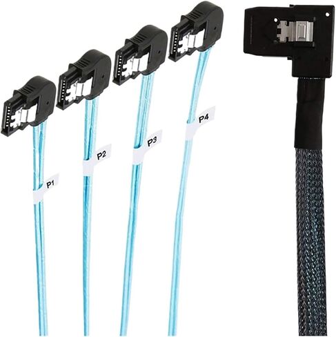 1.0m داخلي M1NI S/A/S HD SFF-8087 الزاوية اليسرى إلى 4 SATA 7P كابل خادم الزاوية اليسرى in Saudi Arabia