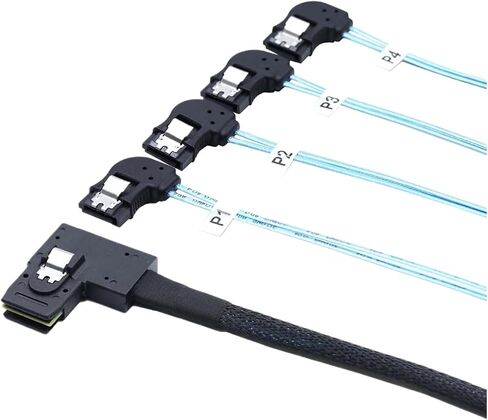 1.0m داخلي M1NI S/A/S HD SFF-8087 الزاوية اليسرى إلى 4 SATA 7P كابل خادم الزاوية اليسرى in Saudi Arabia